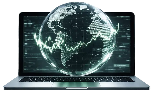 Laptop showing graphs and data